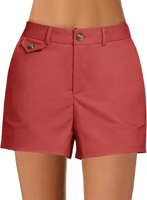luvamia Dress Shorts for Women Trendy High Waisted Business Causal Summer Elastic Waist Trouser Shorts with Pockets
