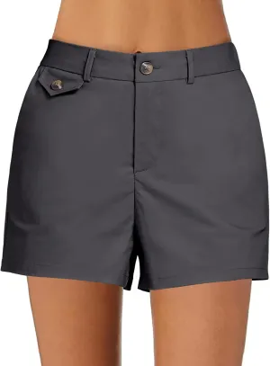 luvamia Dress Shorts for Women Trendy High Waisted Business Causal Summer Elastic Waist Trouser Shorts with Pockets