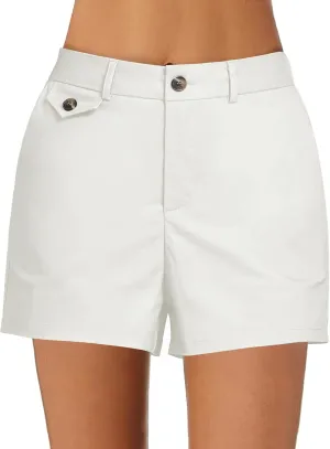 luvamia Dress Shorts for Women Trendy High Waisted Business Causal Summer Elastic Waist Trouser Shorts with Pockets