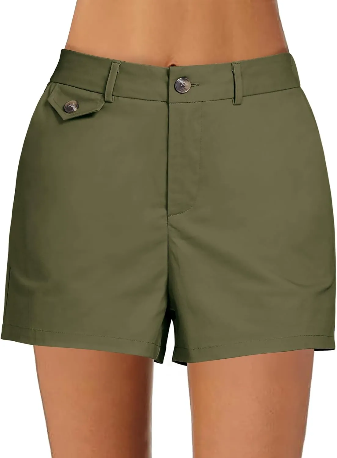 luvamia Dress Shorts for Women Trendy High Waisted Business Causal Summer Elastic Waist Trouser Shorts with Pockets