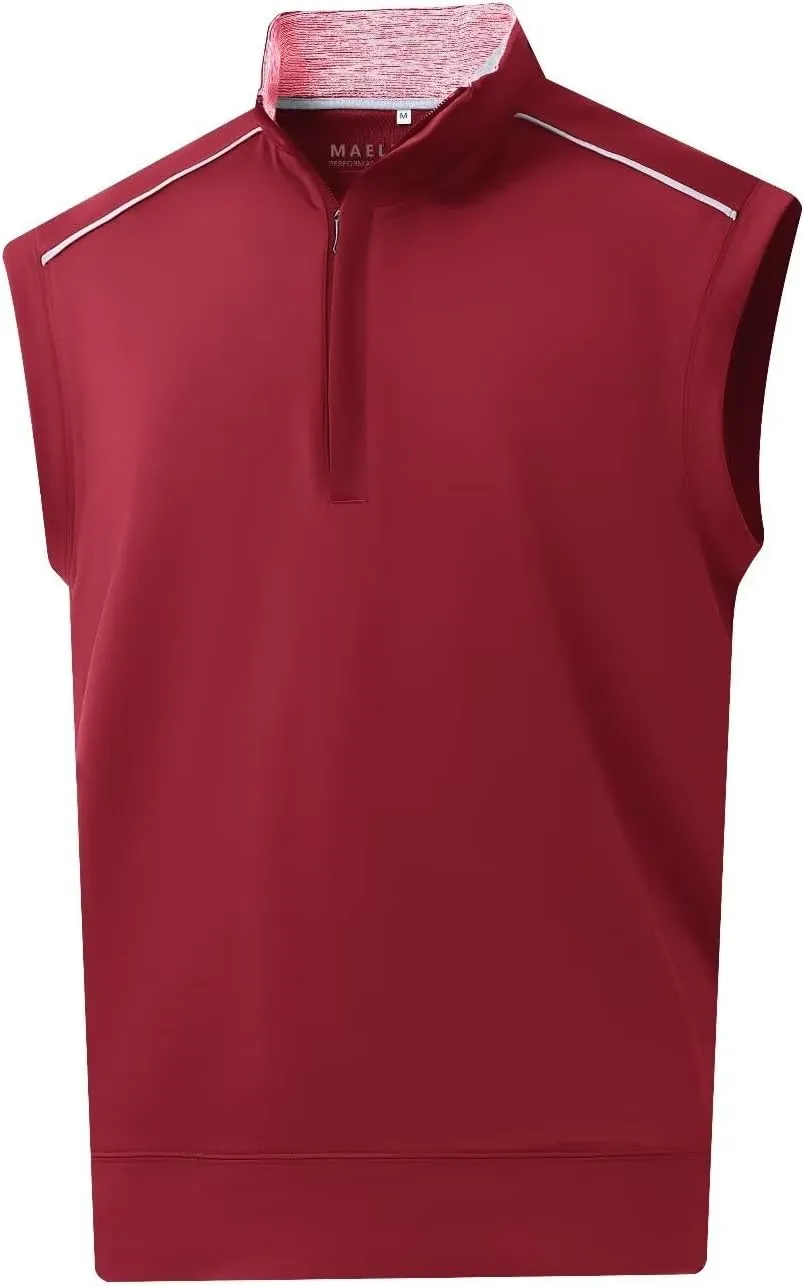 M MAELREG Golf Vests For Men Dry Fit Lightweight Moisture Wicking Performance Sports Breathable Golf 1/4 Zip Pullover Men