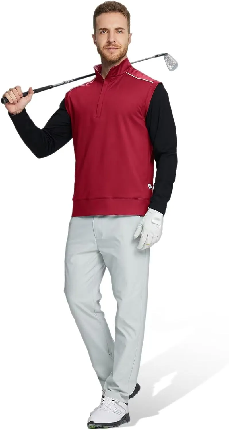 M MAELREG Golf Vests For Men Dry Fit Lightweight Moisture Wicking Performance Sports Breathable Golf 1/4 Zip Pullover Men