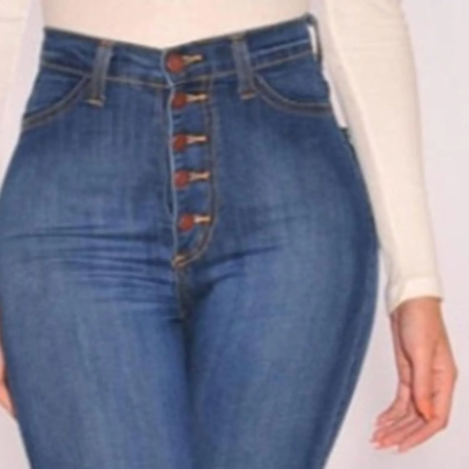 Maiyifu-GJ Butt Lifting Skinny Jeans for Women 5 Button Up High Waisted Jeans Casual Stretch Slim Fit Denim Pants (Blue,X-Large)