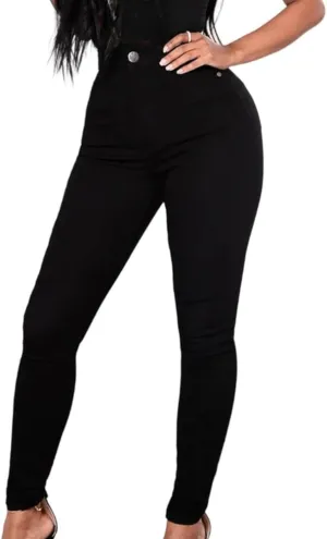 Maiyifu-GJ Butt Lifting Skinny Jeans for Women Casual Stretch Slim Fit Denim Pants Button Up High Waisted Jeans (BlackA2,X-Large)