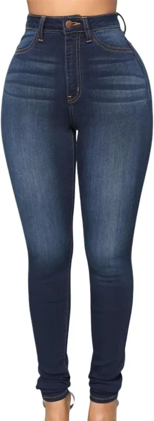 Maiyifu-GJ Butt Lifting Skinny Jeans for Women Casual Stretch Slim Fit Denim Pants Button Up High Waisted Jeans (Dark BlueA2,X-Large)