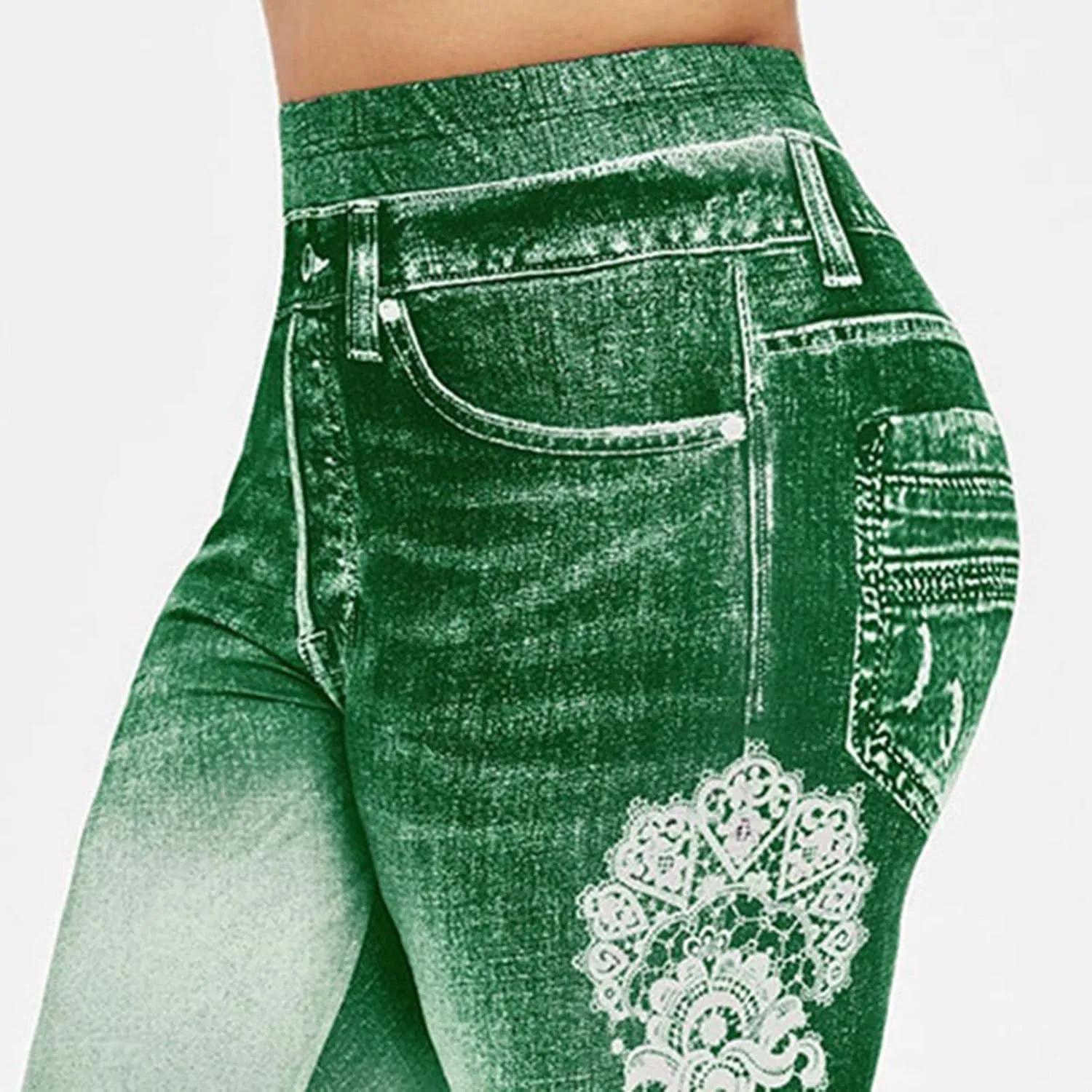 Maiyifu-GJ Women High Waisted Jeans Leggings Skinny Print Printed Denim Yoga Pants Running Gym Stretch Workout Trousers