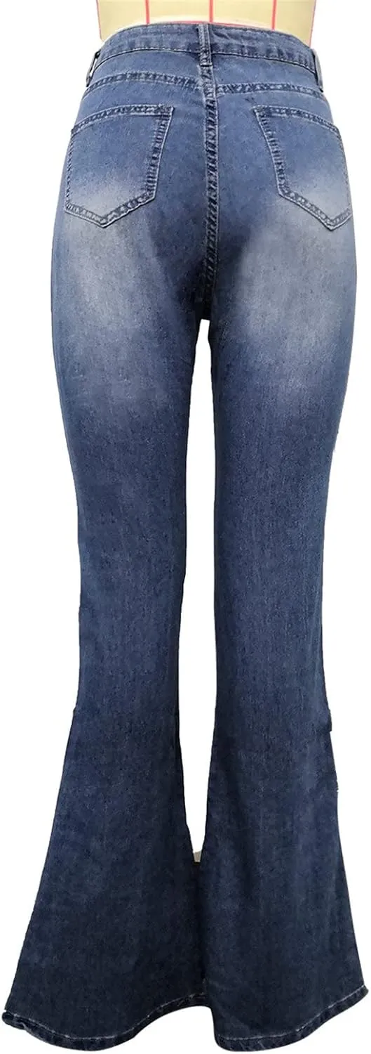 Maiyifu-GJ Women's Flare Bell Bottom Jeans High Rise Slimming Wide Leg Denim Jeans Retro Slim Boot Cut Jean Trousers
