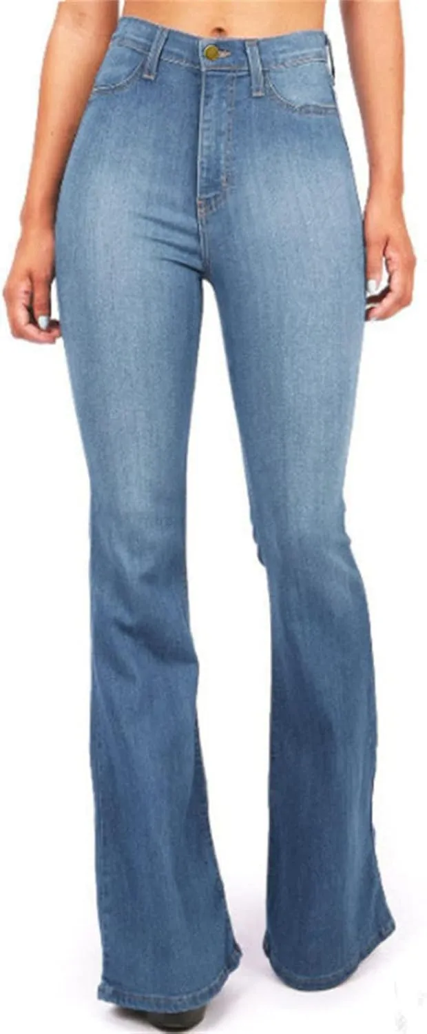 Maiyifu-GJ Women's Flare Bell Bottom Jeans High Rise Slimming Wide Leg Denim Jeans Retro Slim Boot Cut Jean Trousers
