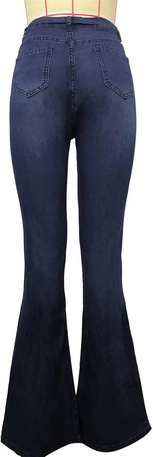 Maiyifu-GJ Women's Flare Bell Bottom Jeans High Rise Slimming Wide Leg Denim Jeans Retro Slim Boot Cut Jean Trousers