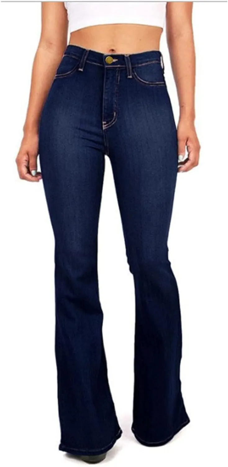 Maiyifu-GJ Women's Flare Bell Bottom Jeans High Rise Slimming Wide Leg Denim Jeans Retro Slim Boot Cut Jean Trousers