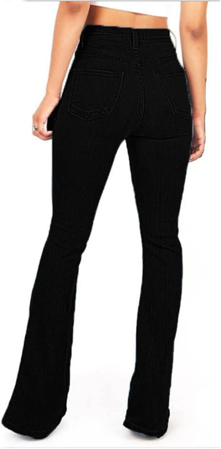 Maiyifu-GJ Women's Flare Bell Bottom Jeans High Rise Slimming Wide Leg Denim Jeans Retro Slim Boot Cut Jean Trousers