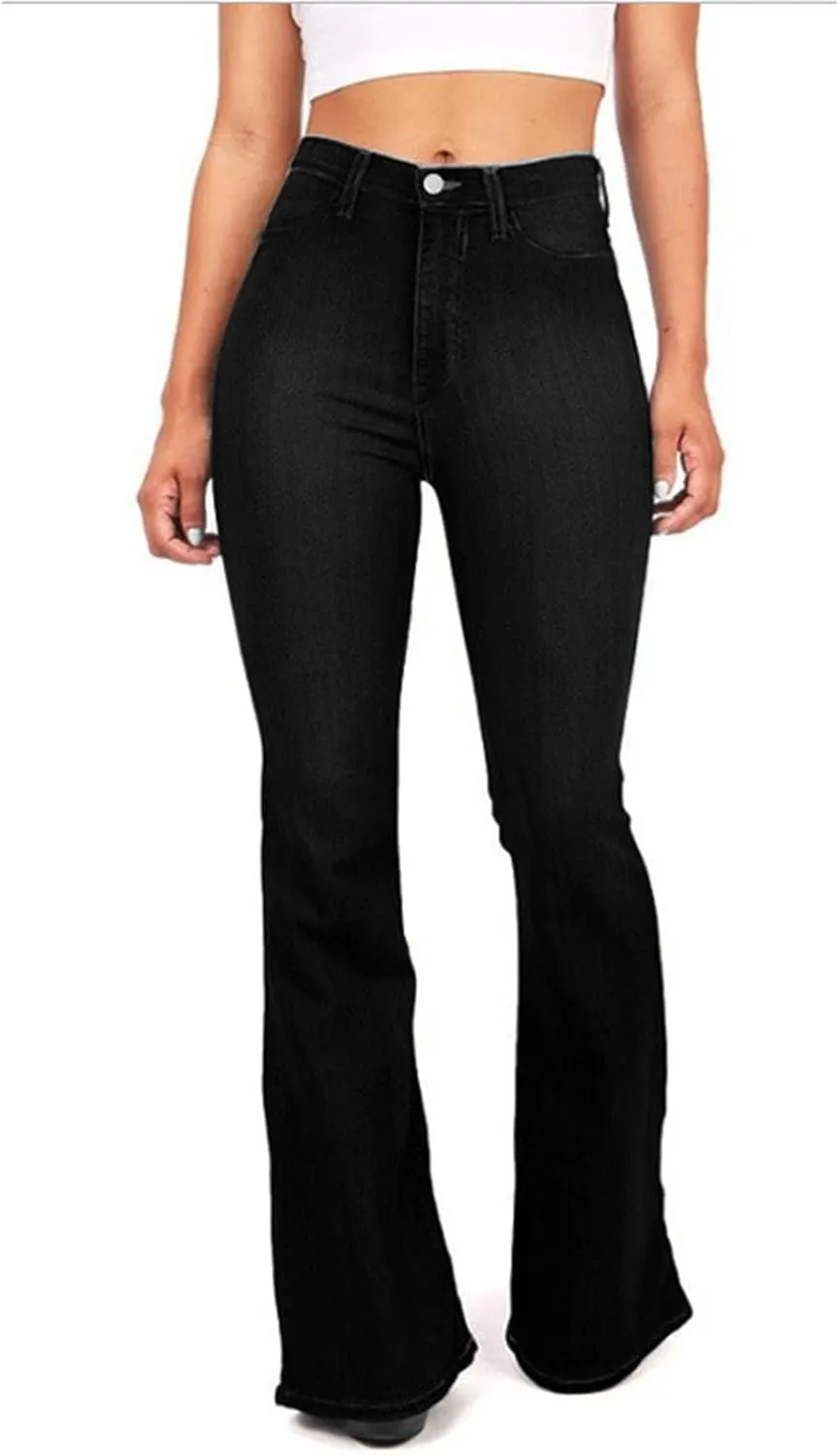 Maiyifu-GJ Women's Flare Bell Bottom Jeans High Rise Slimming Wide Leg Denim Jeans Retro Slim Boot Cut Jean Trousers