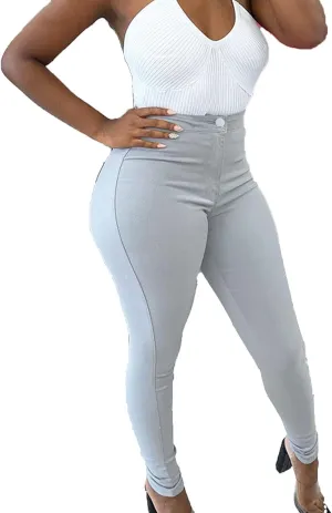 Maiyifu-GJ Women's High Waisted Skinny Stretch Jeans Butt Lifting Slim Fit Pull on Jean Casual Tapered Leg Denim Pants
