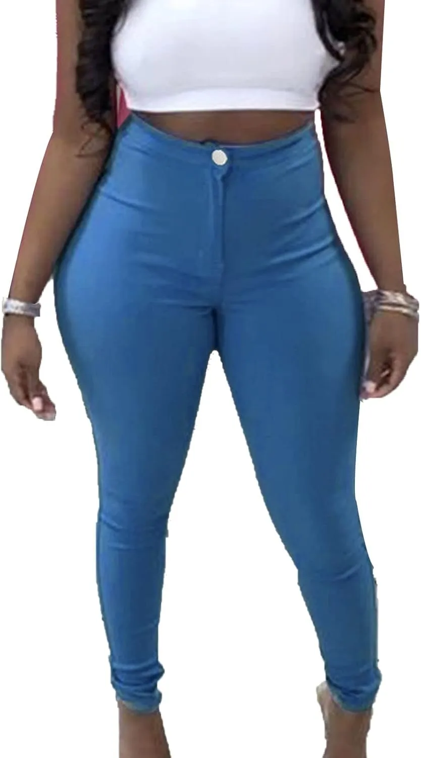 Maiyifu-GJ Women's High Waisted Skinny Stretch Jeans Butt Lifting Slim Fit Pull on Jean Casual Tapered Leg Denim Pants