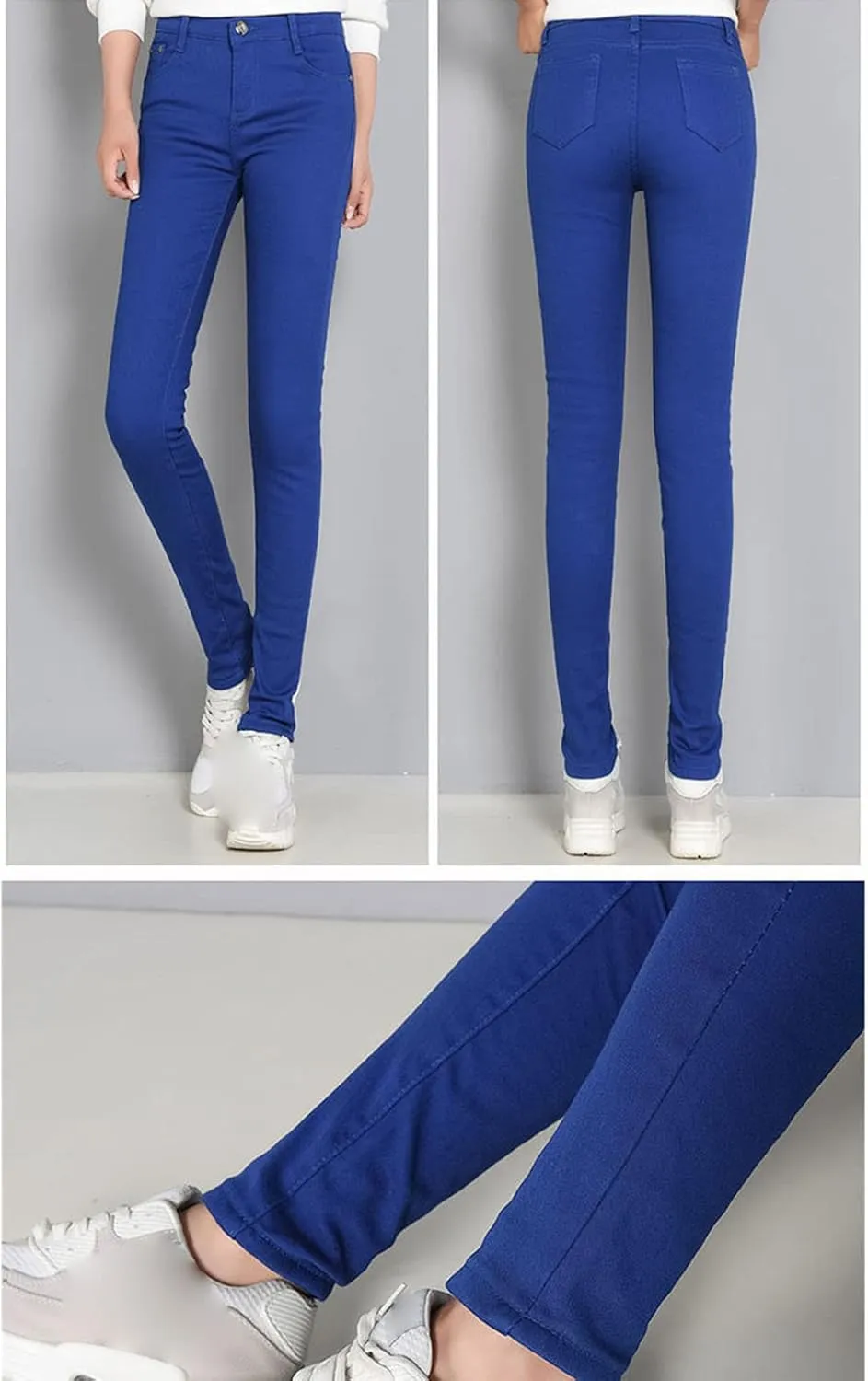Maiyifu-GJ Women's Winter Warm Fleece Lined Jeans Slim Fit Thermal Pencil Denim Pants Skinny High Waisted Tapered Jean