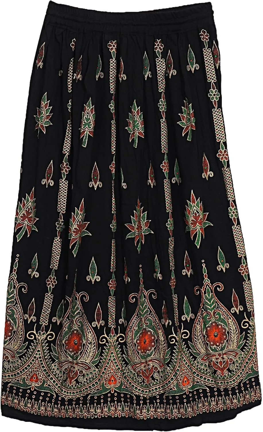 Marubhumi Indian Tie Dye Yoga Trend Women's Sequined Crinkle Broomstick Gypsy Long Skirt