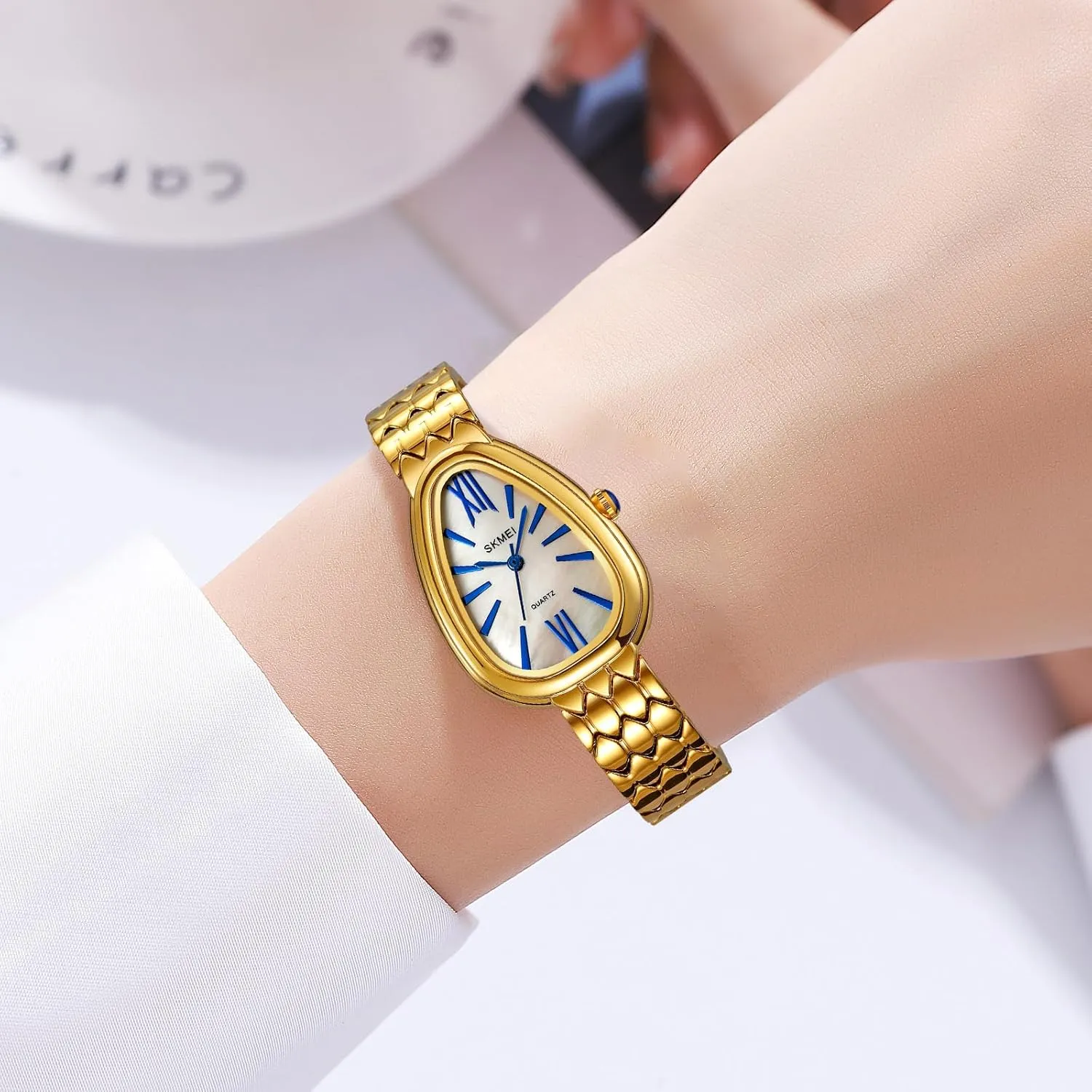MASTOP Snake Face Watch for Women Snake Shape Face Women Watches Ladies Watches Waterproof Steel Dainty Dress Female Wrist Watches Relogio Feminino