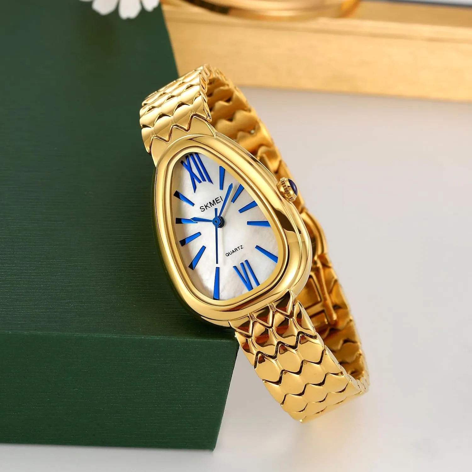 MASTOP Snake Face Watch for Women Snake Shape Face Women Watches Ladies Watches Waterproof Steel Dainty Dress Female Wrist Watches Relogio Feminino