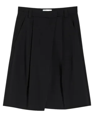Maxi Bermuda in Lino e Viscosa Stretch Nero