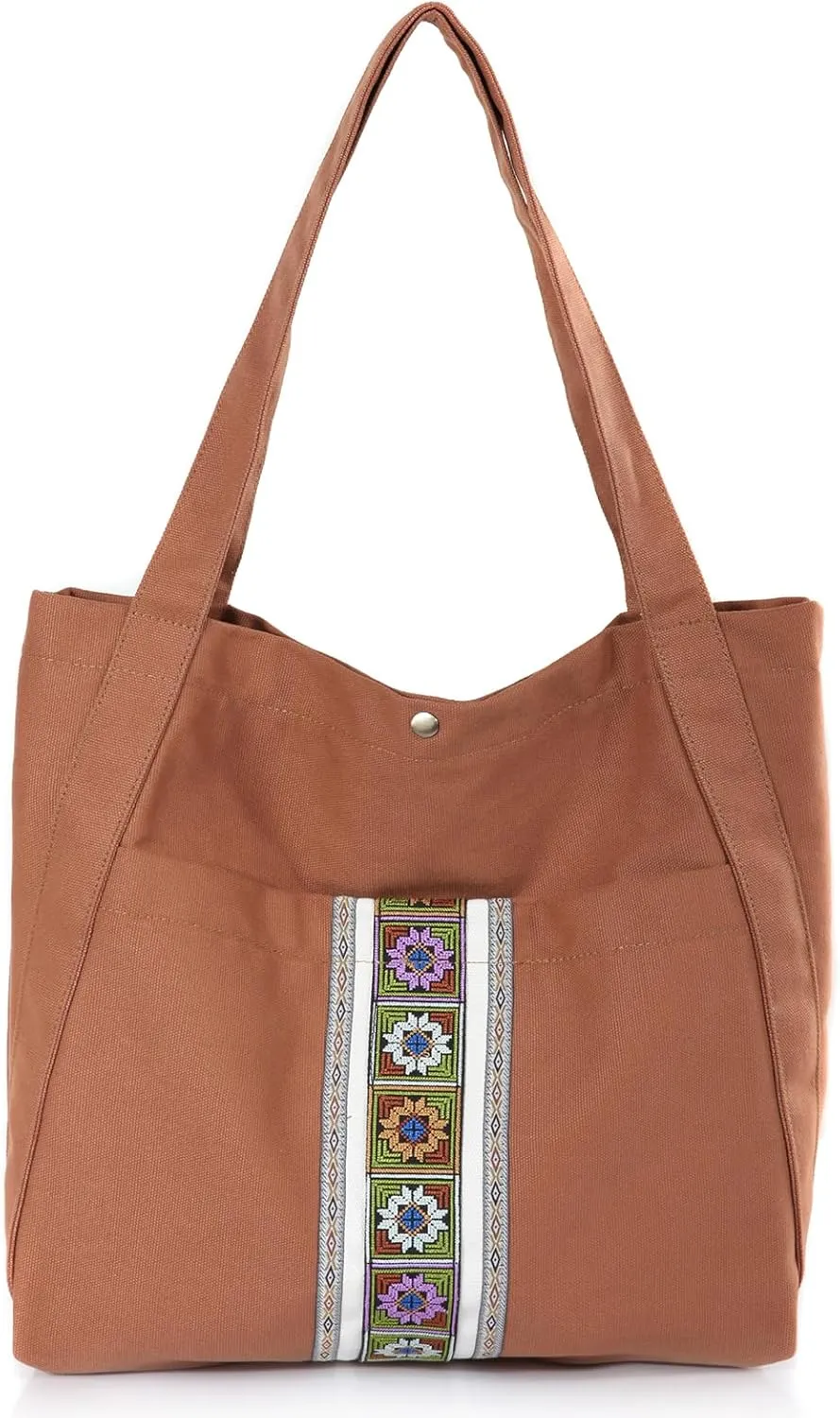 MAZEXY Tote Bag for Women Large Embroidered Canvas Shoulder Bag Oversized Tote Handbag Shopper