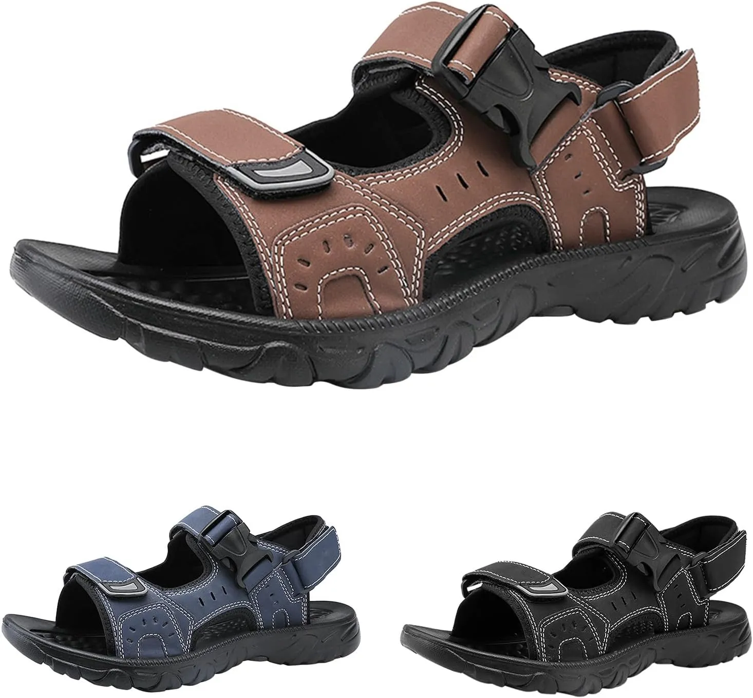 Men Orthopedic Sport Sandals Shoes with Soft Cushion Comfortable Walking Sandal Arch Support Wide Width Summer Orthotic Athletic Slides