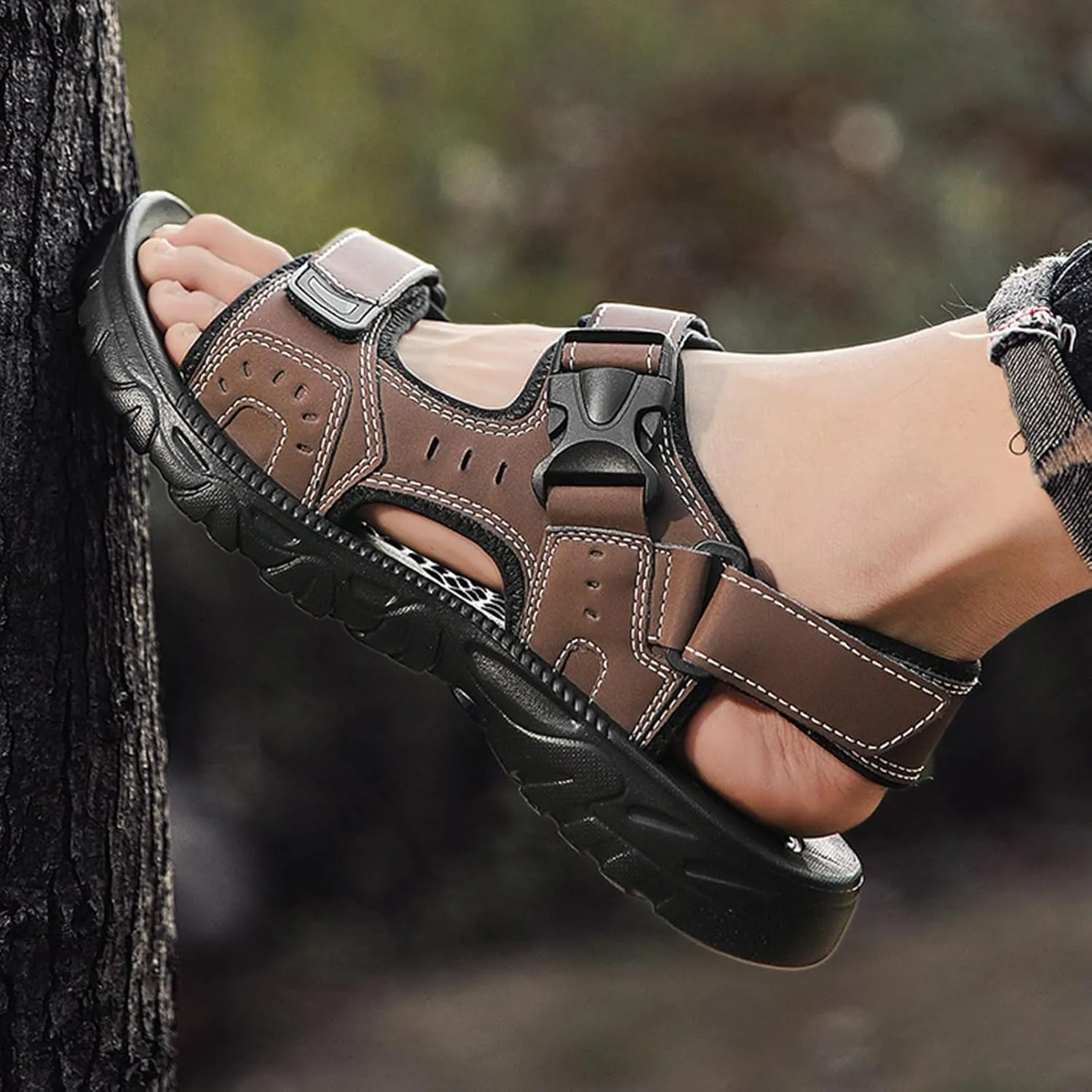 Men Orthopedic Sport Sandals Shoes with Soft Cushion Comfortable Walking Sandal Arch Support Wide Width Summer Orthotic Athletic Slides