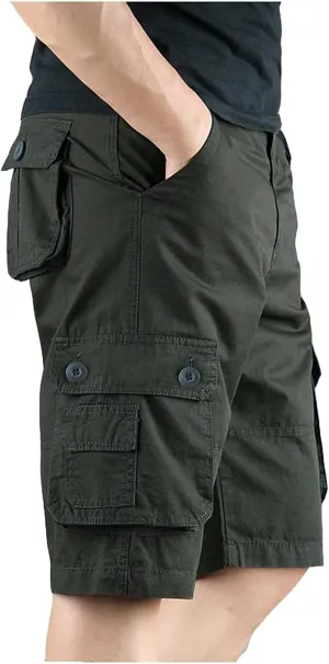 Men Shorts Casual with Multi-Pocket and Fashion Summer Leisure Pants Overalls Men's Pants Black Cargo Shorts Men