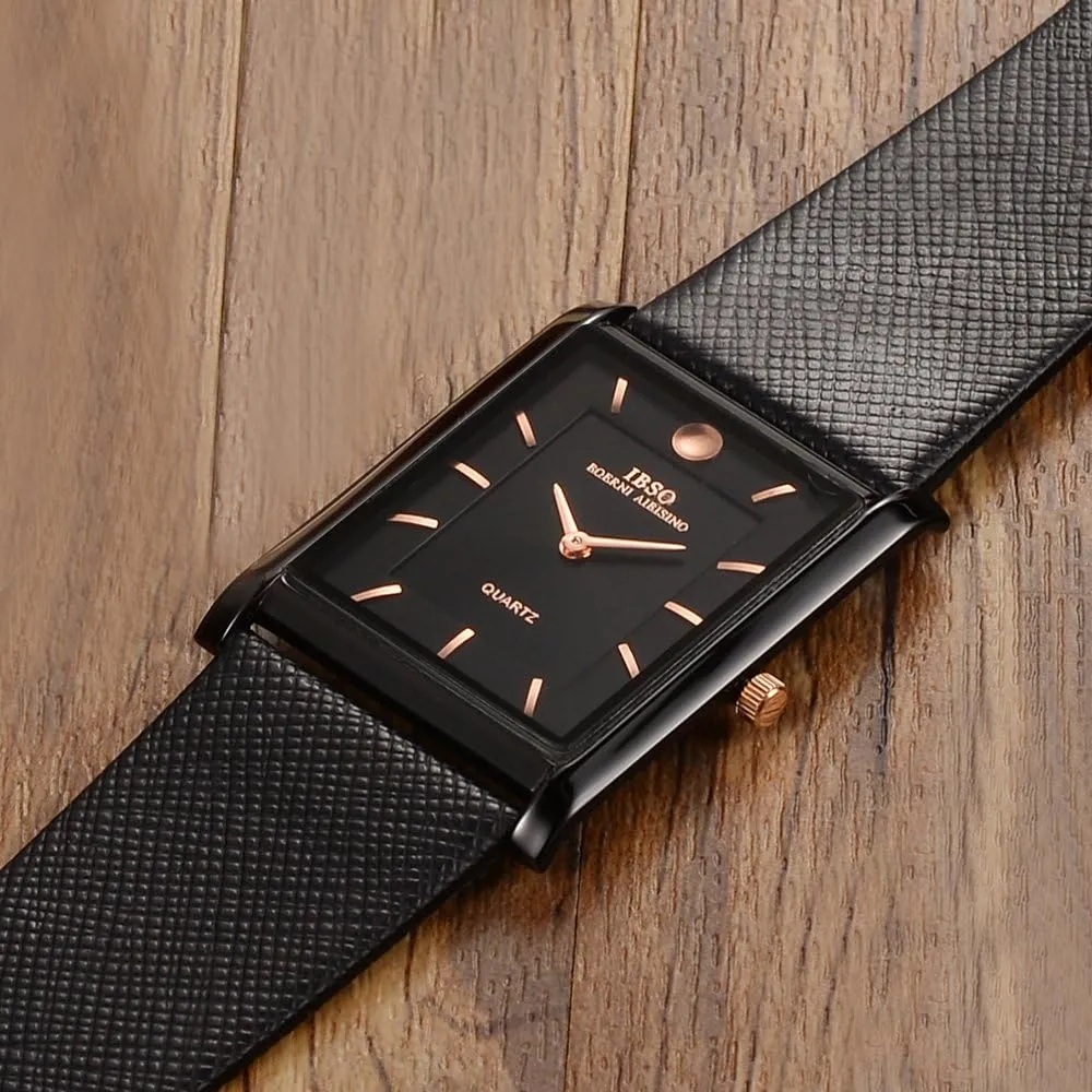 Men Watches 7MM Ultra-Thin Rectangle Dial Watch Classic Quartz Wristwatch