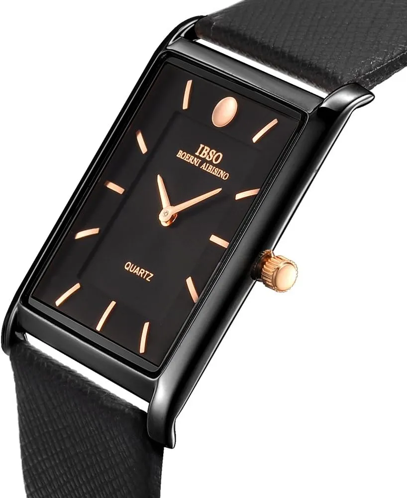 Men Watches 7MM Ultra-Thin Rectangle Dial Watch Classic Quartz Wristwatch