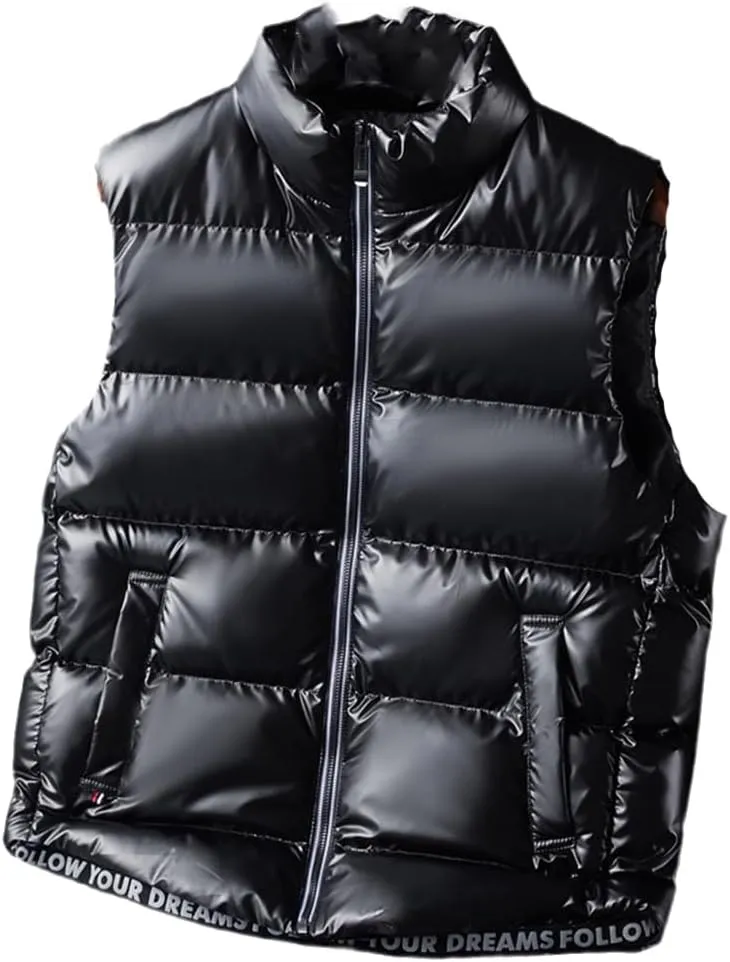Men Women Winter Warm Vests Cotton-Padded Jackets Sleeveless Solid Color Waistcoat