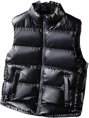 Men Women Winter Warm Vests Cotton-Padded Jackets Sleeveless Solid Color Waistcoat