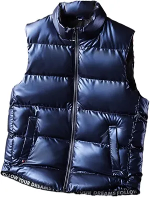 Men Women Winter Warm Vests Cotton-Padded Jackets Sleeveless Solid Color Waistcoat