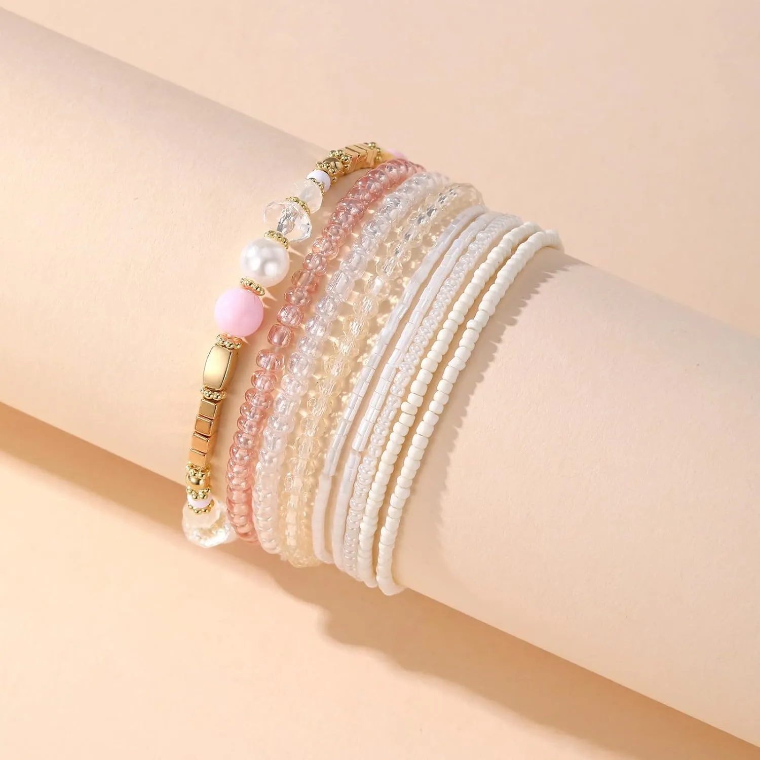 MengPa Beaded Bracelets for Women Trendy Stacks Boho Bead Bracelet Pack Friendship Jewelry