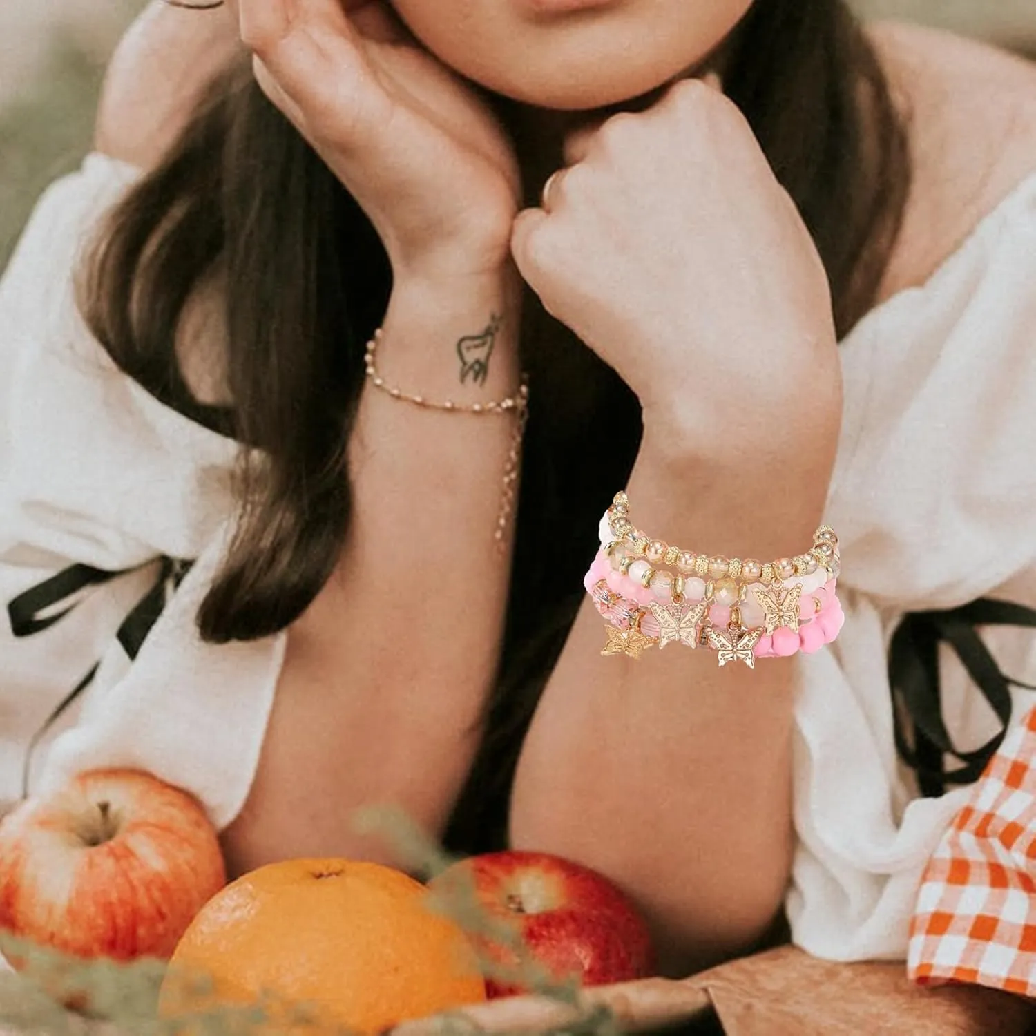 MengPa Beaded Bracelets for Women Trendy Stacks Boho Bead Bracelet Pack Friendship Jewelry