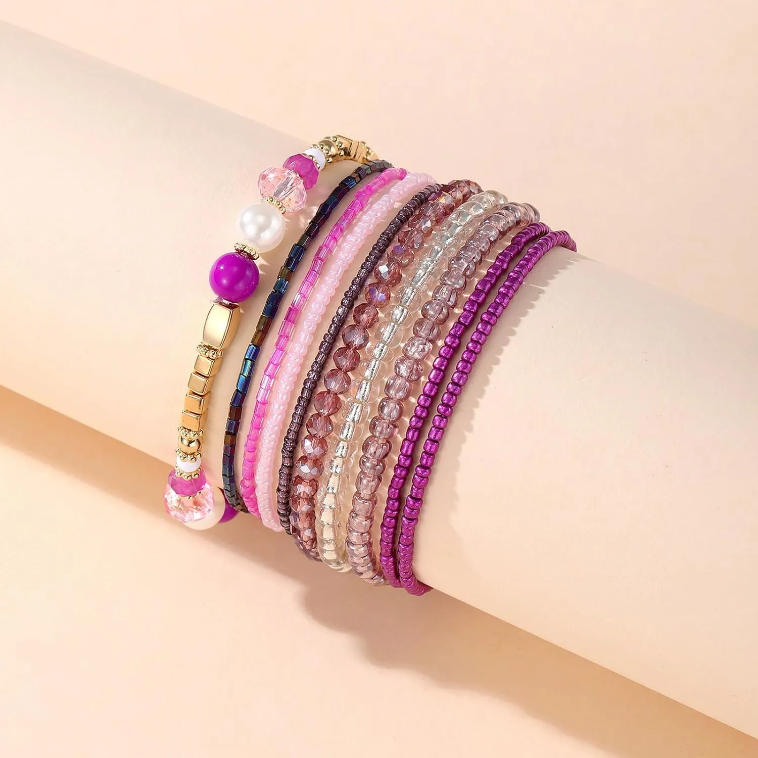 MengPa Beaded Bracelets for Women Trendy Stacks Boho Bead Bracelet Pack Friendship Jewelry