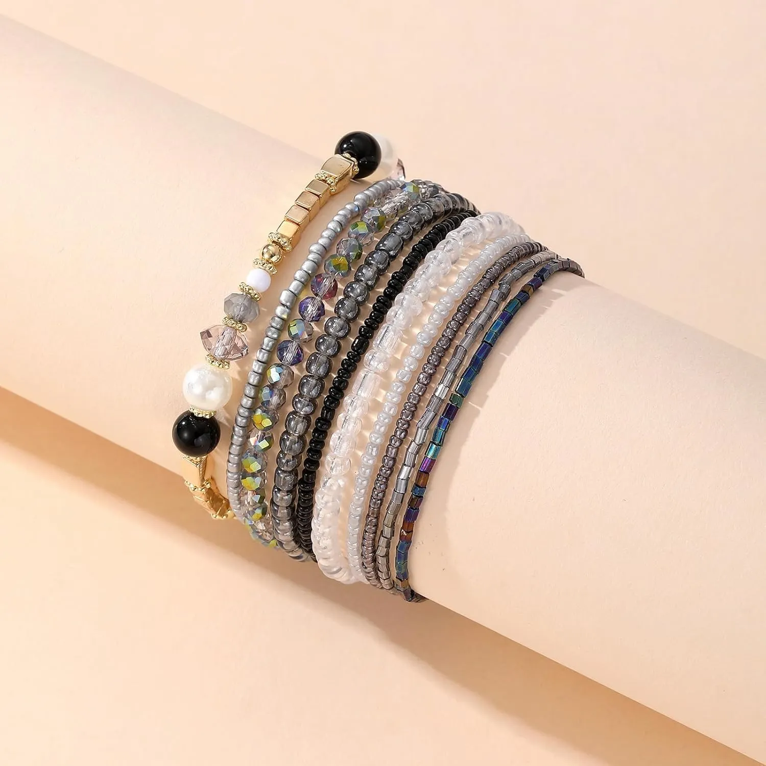MengPa Beaded Bracelets for Women Trendy Stacks Boho Bead Bracelet Pack Friendship Jewelry