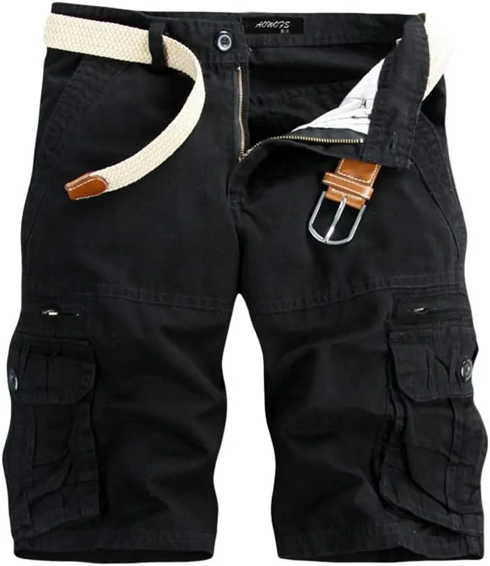 Mens Cargo Shorts Size 36 Short Cargo Pant Solid Splice Pocket Drawstring Shorts Fashion Solid Cargo Shorts for Men