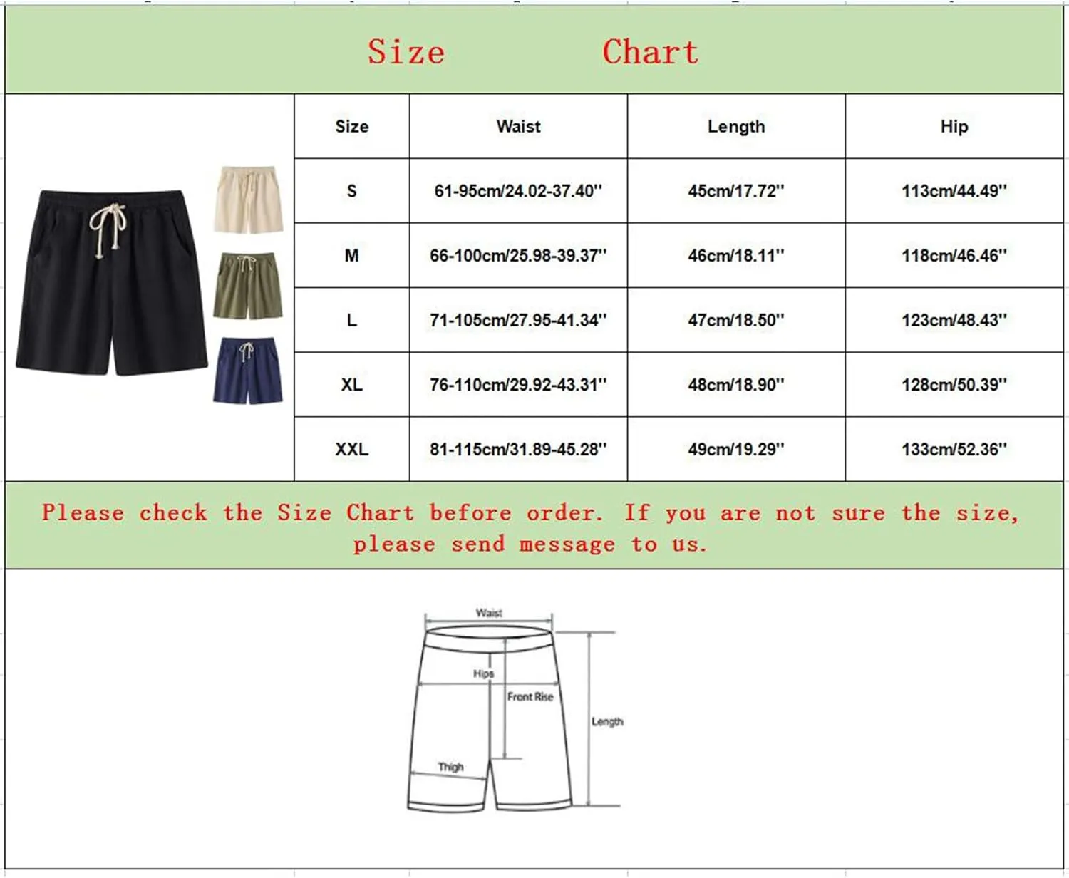 Mens Cotton Linen Bermuda Shorts Casual Slim Fit Elastic Waist Board Shorts with Pockets Lightweight Athletic Workout Shorts