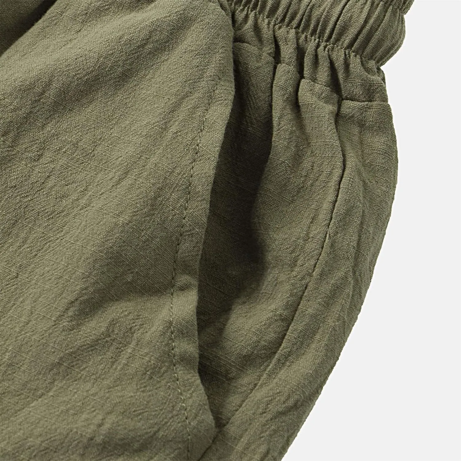 Mens Cotton Linen Bermuda Shorts Casual Slim Fit Elastic Waist Board Shorts with Pockets Lightweight Athletic Workout Shorts