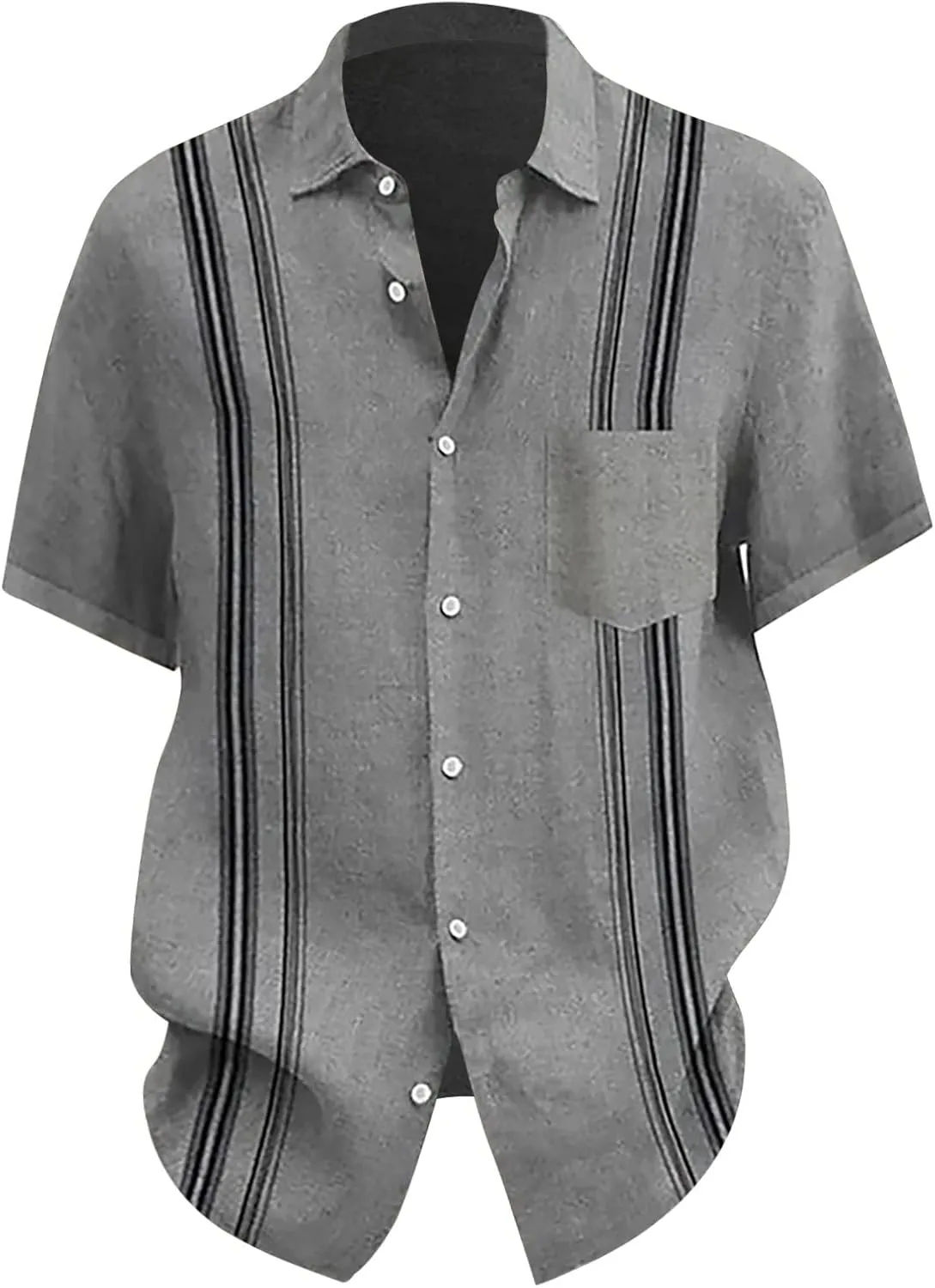Mens Cuban Guayabera Shirt Casual Hawaiian Button Down Short Sleeve Tee Summer Beach Wedding Pocket Embroidered Tops