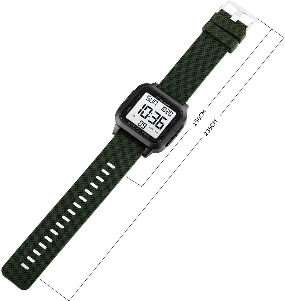 Mens Digital Watch for Men, Stainless Steel Square Watches, Mens Wrist Watches Waterproof Large Face Dual Time Date Watch
