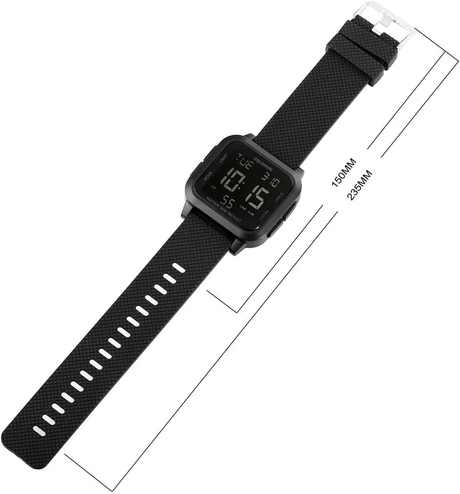 Mens Digital Watch for Men, Stainless Steel Square Watches, Mens Wrist Watches Waterproof Large Face Dual Time Date Watch
