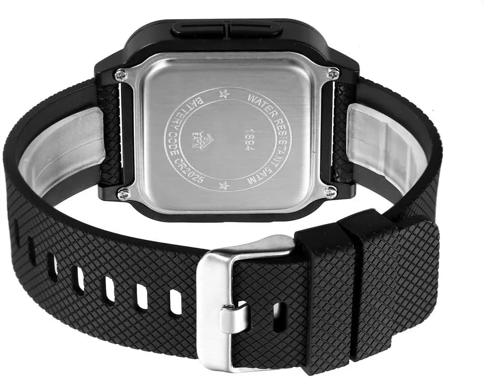Mens Digital Watch for Men, Stainless Steel Square Watches, Mens Wrist Watches Waterproof Large Face Dual Time Date Watch