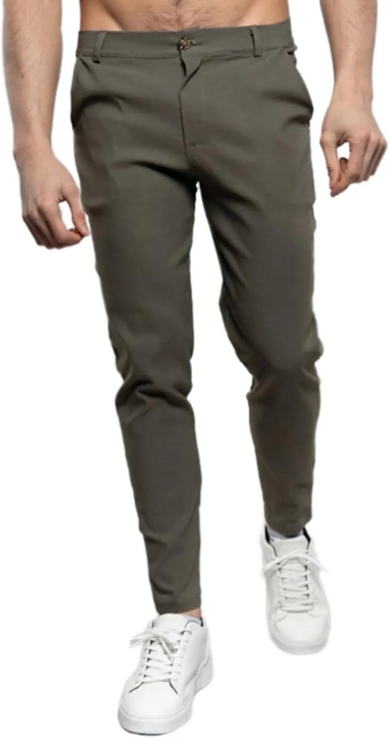Mens Dress Pants Slim Fit Classic Stretch Chino Pants Casual Business Golf Pants Slacks Tapered Trousers