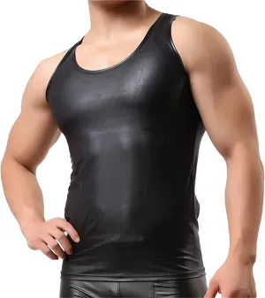 Mens Fashion Casual Solid Color Leather Sexy Coat Sexy Leather Coat Clothes Vest Blouse Elephant Trunk Thong Men