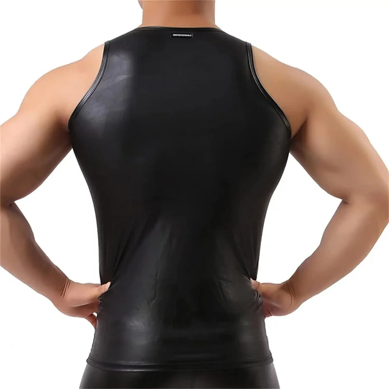 Mens Fashion Casual Solid Color Leather Sexy Coat Sexy Leather Coat Clothes Vest Blouse Elephant Trunk Thong Men