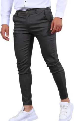 Men's Fashion Dress Pants Stretch Slim Fit Flat-Front Skinny Casual Pants Business Golf Chinos Pants