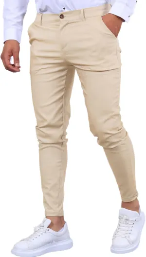 Men's Fashion Dress Pants Stretch Slim Fit Flat-Front Skinny Casual Pants Business Golf Chinos Pants