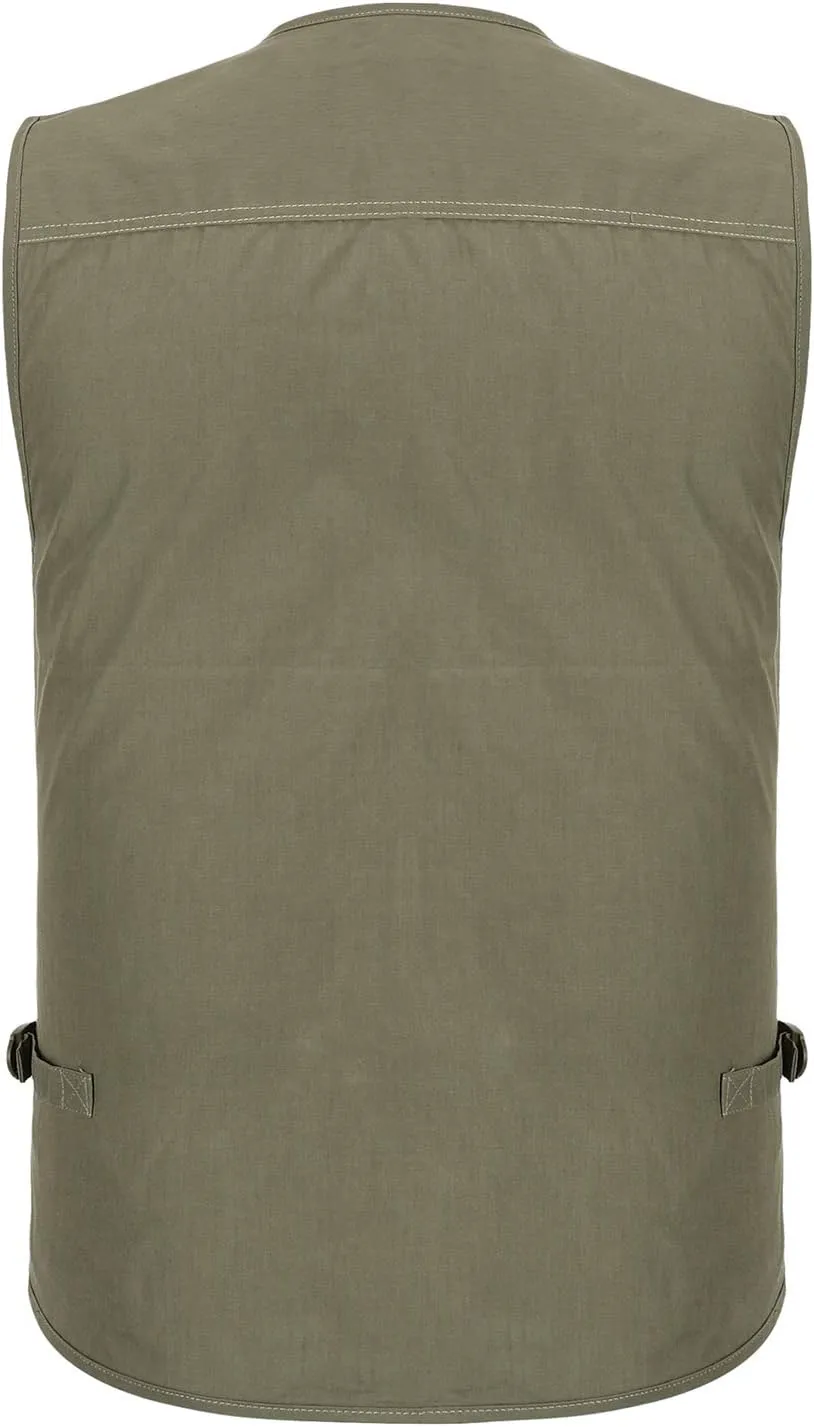 Mens Fishing Vest Multi Pocket Vests Safari Travel Photo Work Jacket Alive Outerwear