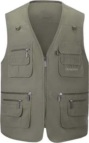 Mens Fishing Vest Multi Pocket Vests Safari Travel Photo Work Jacket Alive Outerwear